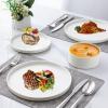imageLERATIO Ceramic Dinnerware Sets for 4Round Reactive Glaze Ceramic Plates and Bowls SetHighly Chip and Crack Resistant  Dishwasher ampamp Microwave Safe Dishes SetService for 4 12pcGray WhiteReactiveWhite
