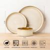 imageLERATIO Ceramic Dinnerware Sets for 4Round Reactive Glaze Ceramic Plates and Bowls SetHighly Chip and Crack Resistant  Dishwasher ampamp Microwave Safe Dishes SetService for 4 12pcGray WhiteReactiveKahki