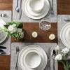 imageLERATIO Ceramic Dinnerware Sets for 4Round Reactive Glaze Ceramic Plates and Bowls SetHighly Chip and Crack Resistant  Dishwasher ampamp Microwave Safe Dishes SetService for 4 12pcGray WhiteReactiveWhite