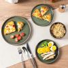 imageLERATIO Ceramic Dinnerware Sets for 4Round Reactive Glaze Ceramic Plates and Bowls SetHighly Chip and Crack Resistant  Dishwasher ampamp Microwave Safe Dishes SetService for 4 12pcGray WhiteReactiveGreen