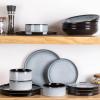 imageLERATIO Ceramic Dinnerware Sets for 4Round Reactive Glaze Ceramic Plates and Bowls SetHighly Chip and Crack Resistant  Dishwasher ampamp Microwave Safe Dishes SetService for 4 12pcGray WhiteReactiveGray White