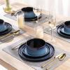 imageLERATIO Ceramic Dinnerware Sets for 4Round Reactive Glaze Ceramic Plates and Bowls SetHighly Chip and Crack Resistant  Dishwasher ampamp Microwave Safe Dishes SetService for 4 12pcGray WhiteReactiveBlue