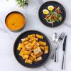 imageLERATIO Ceramic Dinnerware Sets for 6 High Edge Stoneware Plates and Bowls Set Chip and Crack Resistant  Oven ampamp Dishwasher ampamp Microwave Safe Dishes Set Service for 6 Vanilla WhiteAshen Gold Rim