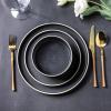 imageLERATIO Ceramic Dinnerware Sets for 6 High Edge Stoneware Plates and Bowls Set Chip and Crack Resistant  Oven ampamp Dishwasher ampamp Microwave Safe Dishes Set Service for 6 Vanilla WhiteSpeckeld Black