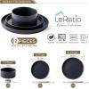 imageLERATIO Ceramic Dinnerware Sets for 6 High Edge Stoneware Plates and Bowls Set Chip and Crack Resistant  Oven ampamp Dishwasher ampamp Microwave Safe Dishes Set Service for 6 Vanilla WhiteAshen Gold Rim