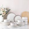 imageLERATIO Ceramic Dinnerware Sets for 6 High Edge Stoneware Plates and Bowls Set Chip and Crack Resistant  Oven ampamp Dishwasher ampamp Microwave Safe Dishes Set Service for 6 Vanilla WhiteVanilla White