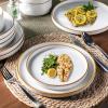 imageLERATIO Ceramic Dinnerware Sets for 6 High Edge Stoneware Plates and Bowls Set Chip and Crack Resistant  Oven ampamp Dishwasher ampamp Microwave Safe Dishes Set Service for 6 Vanilla WhiteDusted Gold Rim