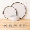 imageLERATIO Ceramic Dinnerware Sets for 6 High Edge Stoneware Plates and Bowls Set Chip and Crack Resistant  Oven ampamp Dishwasher ampamp Microwave Safe Dishes Set Service for 6 Vanilla WhiteWhite
