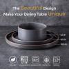 imageLERATIO Ceramic Dinnerware Sets for 6 High Edge Stoneware Plates and Bowls Set Chip and Crack Resistant  Oven ampamp Dishwasher ampamp Microwave Safe Dishes Set Service for 6 Vanilla WhiteAshen