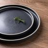 imageLERATIO Ceramic Dinnerware Sets for 6 High Edge Stoneware Plates and Bowls Set Chip and Crack Resistant  Oven ampamp Dishwasher ampamp Microwave Safe Dishes Set Service for 6 Vanilla WhiteSpeckeld Black