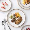 imageLERATIO Ceramic Dinnerware Sets for 6 High Edge Stoneware Plates and Bowls Set Chip and Crack Resistant  Oven ampamp Dishwasher ampamp Microwave Safe Dishes Set Service for 6 Vanilla WhiteDusted Gold Rim