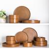 imageLERATIO Ceramic Dinnerware Sets for 6 High Edge Stoneware Plates and Bowls Set Chip and Crack Resistant  Oven ampamp Dishwasher ampamp Microwave Safe Dishes Set Service for 6 Vanilla WhiteCaramel