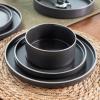 imageLERATIO Ceramic Dinnerware Sets for 6 High Edge Stoneware Plates and Bowls Set Chip and Crack Resistant  Oven ampamp Dishwasher ampamp Microwave Safe Dishes Set Service for 6 Vanilla WhiteSpeckeld Black