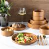 imageLERATIO Ceramic Dinnerware Sets for 6 High Edge Stoneware Plates and Bowls Set Chip and Crack Resistant  Oven ampamp Dishwasher ampamp Microwave Safe Dishes Set Service for 6 Vanilla WhiteCaramel