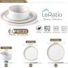 imageLERATIO Ceramic Dinnerware Sets for 6 High Edge Stoneware Plates and Bowls Set Chip and Crack Resistant  Oven ampamp Dishwasher ampamp Microwave Safe Dishes Set Service for 6 Vanilla WhiteDusted Gold Rim