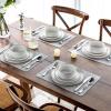 imageLERATIO Ceramic Dinnerware Sets for 6 High Edge Stoneware Plates and Bowls Set Chip and Crack Resistant  Oven ampamp Dishwasher ampamp Microwave Safe Dishes Set Service for 6 Vanilla WhiteDusted Gold Rim