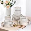 imageLERATIO Ceramic Dinnerware Sets for 6 High Edge Stoneware Plates and Bowls Set Chip and Crack Resistant  Oven ampamp Dishwasher ampamp Microwave Safe Dishes Set Service for 6 Vanilla WhiteVanilla White