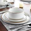 imageLERATIO Ceramic Dinnerware Sets for 6 High Edge Stoneware Plates and Bowls Set Chip and Crack Resistant  Oven ampamp Dishwasher ampamp Microwave Safe Dishes Set Service for 6 Vanilla WhiteDusted Gold Rim