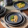 imageLERATIO Ceramic Dinnerware Sets for 6 High Edge Stoneware Plates and Bowls Set Chip and Crack Resistant  Oven ampamp Dishwasher ampamp Microwave Safe Dishes Set Service for 6 Vanilla WhiteSpeckeld Black