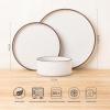 imageLERATIO Ceramic Dinnerware Sets for 6 High Edge Stoneware Plates and Bowls Set Chip and Crack Resistant  Oven ampamp Dishwasher ampamp Microwave Safe Dishes Set Service for 6 Vanilla WhiteVanilla White