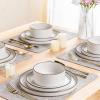 imageLERATIO Ceramic Dinnerware Sets for 6 High Edge Stoneware Plates and Bowls Set Chip and Crack Resistant  Oven ampamp Dishwasher ampamp Microwave Safe Dishes Set Service for 6 Vanilla WhiteWhite