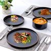 imageLERATIO Ceramic Dinnerware Sets for 6 High Edge Stoneware Plates and Bowls Set Chip and Crack Resistant  Oven ampamp Dishwasher ampamp Microwave Safe Dishes Set Service for 6 Vanilla WhiteAshen Gold Rim