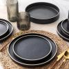 imageLERATIO Ceramic Dinnerware Sets for 6 High Edge Stoneware Plates and Bowls Set Chip and Crack Resistant  Oven ampamp Dishwasher ampamp Microwave Safe Dishes Set Service for 6 Vanilla WhiteSpeckeld Black