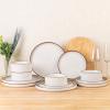 imageLERATIO Ceramic Dinnerware Sets for 6 High Edge Stoneware Plates and Bowls Set Chip and Crack Resistant  Oven ampamp Dishwasher ampamp Microwave Safe Dishes Set Service for 6 Vanilla WhiteVanilla White