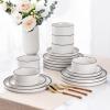 imageLERATIO Ceramic Dinnerware Sets for 6 High Edge Stoneware Plates and Bowls Set Chip and Crack Resistant  Oven ampamp Dishwasher ampamp Microwave Safe Dishes Set Service for 6 Vanilla WhiteWhite