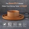 imageLERATIO Ceramic Dinnerware Sets for 6 High Edge Stoneware Plates and Bowls Set Chip and Crack Resistant  Oven ampamp Dishwasher ampamp Microwave Safe Dishes Set Service for 6 Vanilla WhiteCaramel