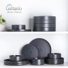 imageLERATIO Ceramic Dinnerware Sets for 6 High Edge Stoneware Plates and Bowls Set Chip and Crack Resistant  Oven ampamp Dishwasher ampamp Microwave Safe Dishes Set Service for 6 Vanilla WhiteAshen