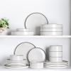 imageLERATIO Ceramic Dinnerware Sets for 6 High Edge Stoneware Plates and Bowls Set Chip and Crack Resistant  Oven ampamp Dishwasher ampamp Microwave Safe Dishes Set Service for 6 Vanilla WhiteWhite