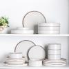 imageLERATIO Ceramic Dinnerware Sets for 6 High Edge Stoneware Plates and Bowls Set Chip and Crack Resistant  Oven ampamp Dishwasher ampamp Microwave Safe Dishes Set Service for 6 Vanilla WhiteVanilla White
