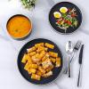 imageLERATIO Ceramic Dinnerware Sets for 6 High Edge Stoneware Plates and Bowls Set Chip and Crack Resistant  Oven ampamp Dishwasher ampamp Microwave Safe Dishes Set Service for 6 Vanilla WhiteSpeckeld Black