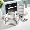 imageLERATIO Ceramic Dinnerware Sets for 6 High Edge Stoneware Plates and Bowls Set Chip and Crack Resistant  Oven ampamp Dishwasher ampamp Microwave Safe Dishes Set Service for 6 Vanilla WhiteVanilla White