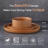 imageLERATIO Ceramic Dinnerware Sets for 6 High Edge Stoneware Plates and Bowls Set Chip and Crack Resistant  Oven ampamp Dishwasher ampamp Microwave Safe Dishes Set Service for 6 Vanilla WhiteCaramel