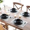 imageLERATIO Ceramic Dinnerware Sets for 6 High Edge Stoneware Plates and Bowls Set Chip and Crack Resistant  Oven ampamp Dishwasher ampamp Microwave Safe Dishes Set Service for 6 Vanilla WhiteAshen Gold Rim