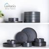 imageLERATIO Ceramic Dinnerware Sets for 6 High Edge Stoneware Plates and Bowls Set Chip and Crack Resistant  Oven ampamp Dishwasher ampamp Microwave Safe Dishes Set Service for 6 Vanilla WhiteAshen