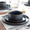 imageLERATIO Ceramic Dinnerware Sets for 6 High Edge Stoneware Plates and Bowls Set Chip and Crack Resistant  Oven ampamp Dishwasher ampamp Microwave Safe Dishes Set Service for 6 Vanilla WhiteAshen Gold Rim