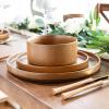 imageLERATIO Ceramic Dinnerware Sets for 6 High Edge Stoneware Plates and Bowls Set Chip and Crack Resistant  Oven ampamp Dishwasher ampamp Microwave Safe Dishes Set Service for 6 Vanilla WhiteCaramel