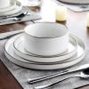 imageLERATIO Ceramic Dinnerware Sets for 6 High Edge Stoneware Plates and Bowls Set Chip and Crack Resistant  Oven ampamp Dishwasher ampamp Microwave Safe Dishes Set Service for 6 Vanilla WhiteVanilla White