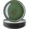 imageLERATIO Ceramic Plates Set of 6 85 Inch Reactive Glaze Light Weight Porcelain Salad PlatesModern Shape Dinnerware Dishes Set for KitchenMicrowaveampampDishwasherampampOven Safe Scratch ResistantReactiveGreen