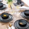 imageLERATIO Ceramic Plates Set of 6 85 Inch Reactive Glaze Light Weight Porcelain Salad PlatesModern Shape Dinnerware Dishes Set for KitchenMicrowaveampampDishwasherampampOven Safe Scratch ResistantReactiveGray White