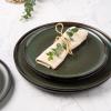 imageLERATIO Ceramic Plates Set of 6 85 Inch Reactive Glaze Light Weight Porcelain Salad PlatesModern Shape Dinnerware Dishes Set for KitchenMicrowaveampampDishwasherampampOven Safe Scratch ResistantReactiveGreen