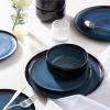 imageLERATIO Ceramic Plates Set of 6 85 Inch Reactive Glaze Light Weight Porcelain Salad PlatesModern Shape Dinnerware Dishes Set for KitchenMicrowaveampampDishwasherampampOven Safe Scratch ResistantReactiveBlue