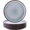 imageLERATIO Ceramic Plates Set of 6 85 Inch Reactive Glaze Light Weight Porcelain Salad PlatesModern Shape Dinnerware Dishes Set for KitchenMicrowaveampampDishwasherampampOven Safe Scratch ResistantReactiveGray White