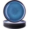 imageLERATIO Ceramic Plates Set of 6 85 Inch Reactive Glaze Light Weight Porcelain Salad PlatesModern Shape Dinnerware Dishes Set for KitchenMicrowaveampampDishwasherampampOven Safe Scratch ResistantReactiveBlue