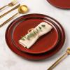 imageLERATIO Ceramic Plates Set of 6 85 Inch Reactive Glaze Light Weight Porcelain Salad PlatesModern Shape Dinnerware Dishes Set for KitchenMicrowaveampampDishwasherampampOven Safe Scratch ResistantReactiveRed