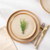 imageLERATIO Ceramic Plates Set of 6 85 Inch Reactive Glaze Light Weight Porcelain Salad PlatesModern Shape Dinnerware Dishes Set for KitchenMicrowaveampampDishwasherampampOven Safe Scratch ResistantReactiveKahki