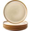 imageLERATIO Ceramic Plates Set of 6 85 Inch Reactive Glaze Light Weight Porcelain Salad PlatesModern Shape Dinnerware Dishes Set for KitchenMicrowaveampampDishwasherampampOven Safe Scratch ResistantReactiveKahki